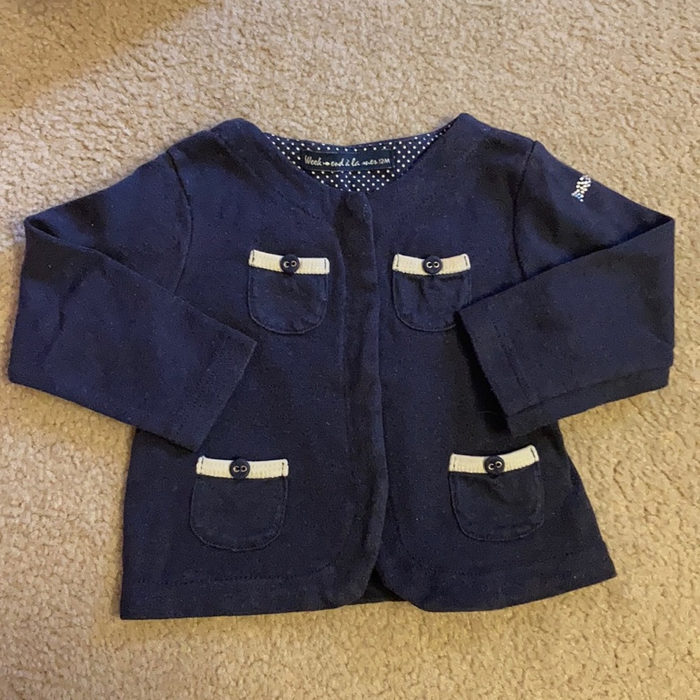 Navy cardigan WSLM 9-12m